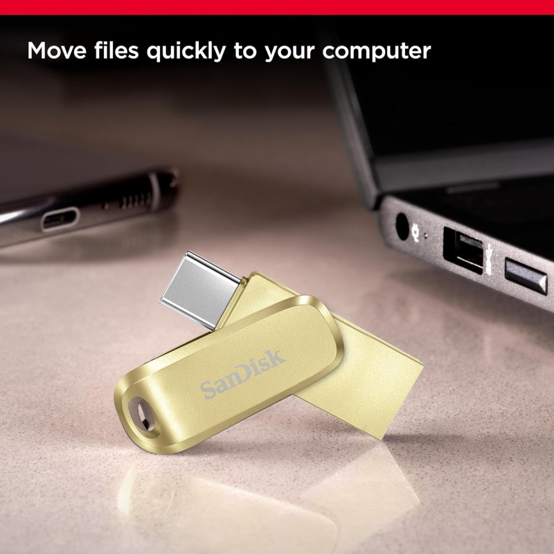 SANDISK Ultra Dual Drive Luxe Type-C 64GB, OTG, Upto 400MB/s, Pendrive, Gold, (SDDDC4-064G-I35GD)