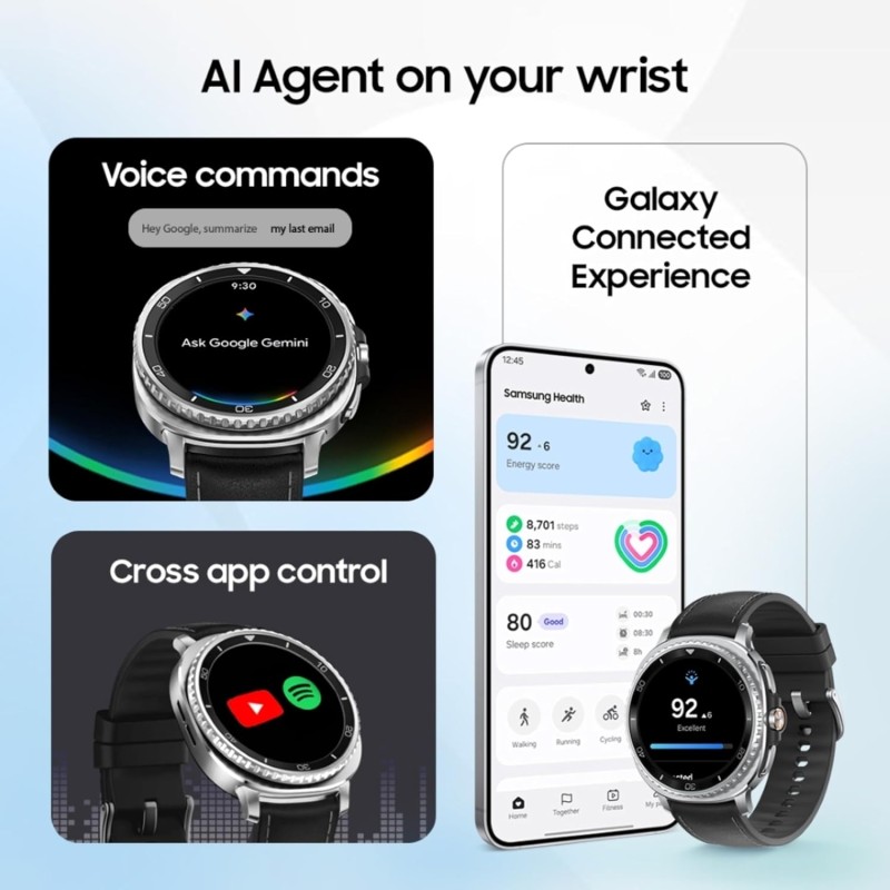 Samsung Galaxy Watch8 Classic (46mm LTE, White) with 3nm Processor | Dual GPS | Sapphire Glass & Stainless Steel White