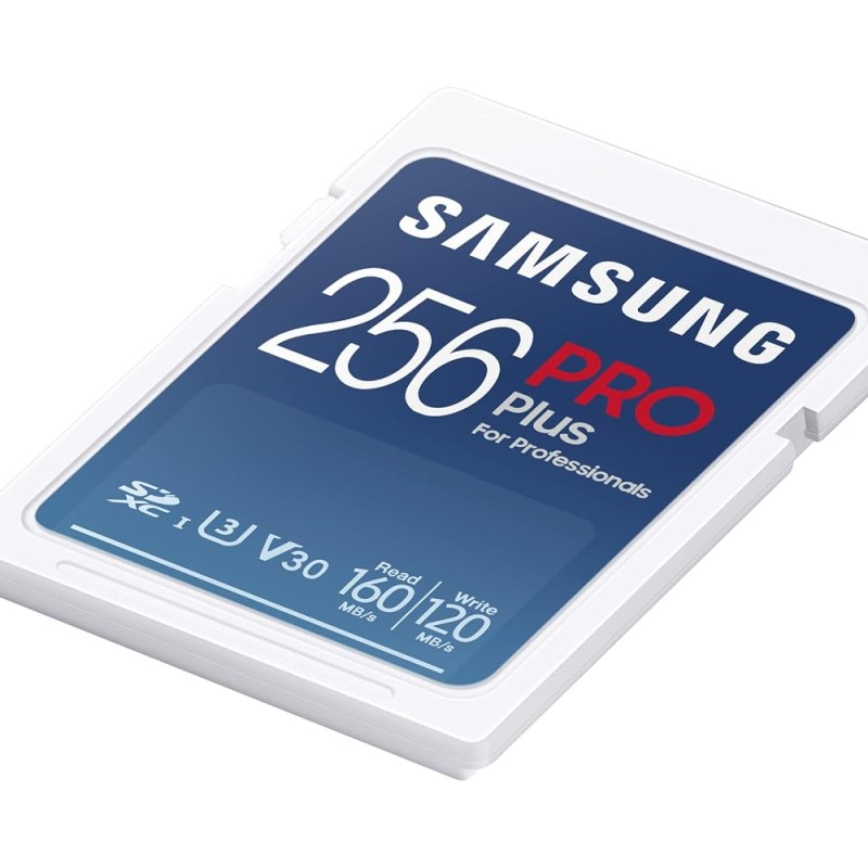 Samsung PRO Plus 256GB, SDXC, UHS-I, U3, 160&120MB/s Reads & Writes, FHD & 4K UHD, Memory Card for DSLR and mirrorless cameras (MB-SD256K)