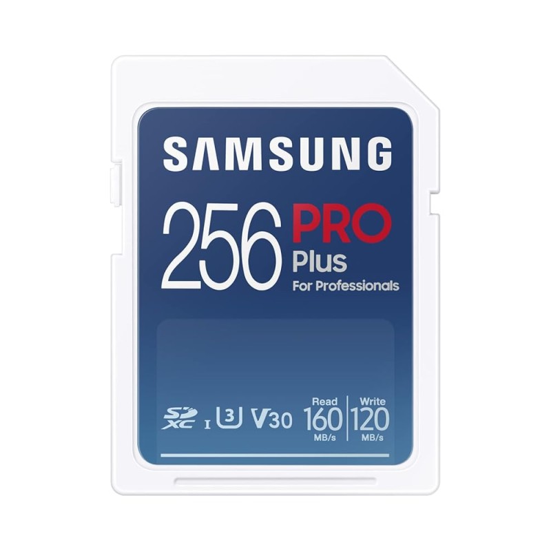 Samsung PRO Plus 256GB, SDXC, UHS-I, U3, 160&120MB/s Reads & Writes, FHD & 4K UHD, Memory Card for DSLR and mirrorless cameras (MB-SD256K)