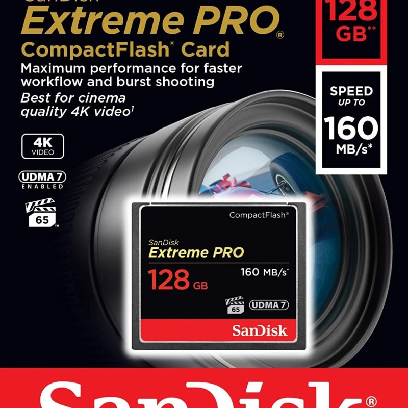 SanDisk 128GB Extreme PRO Compact Flash Memory Card UDMA 7 Speed Up to 160MB/s