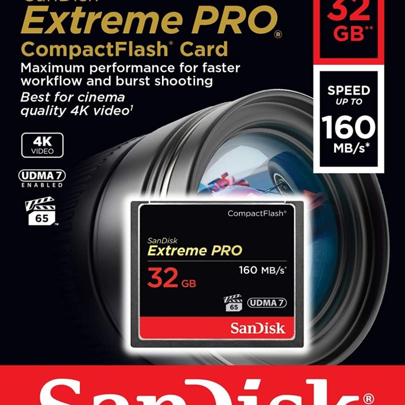 SanDisk 32GB Extreme Pro CompactFlash Memory Card (160MB/s)