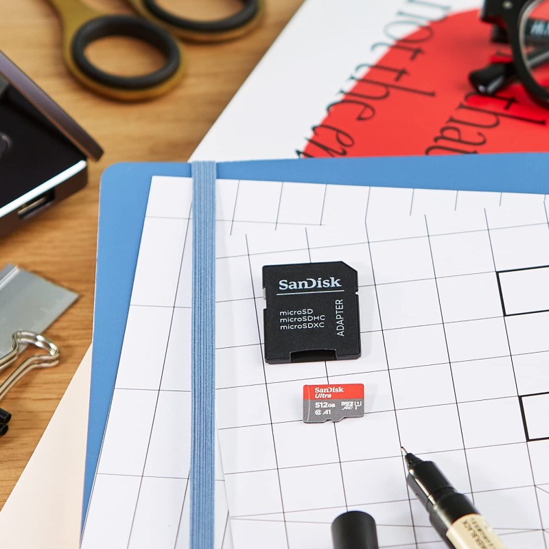 SanDisk 512GB Ultra MicroSDXC UHS-I Memory Card with Adapter - 120MB/s, C10, U1, Full HD, A1, Micro SD Card .