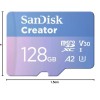 SanDisk Creator microS Card UHS-I with Adapter 128GB Up to 190MB/s Read speeds Up to 90MB/s Write Speed