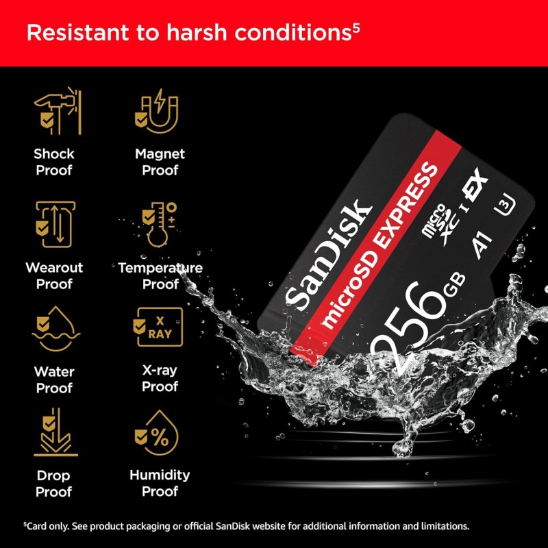 SanDisk Express microSD Card, 256GB Up to 880MB/s Read, Up to 650MB/s Write, 210MB/s Sustained Write, U3, C10