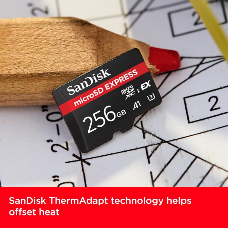 SanDisk Express microSD Card, 256GB Up to 880MB/s Read, Up to 650MB/s Write, 210MB/s Sustained Write, U3, C10