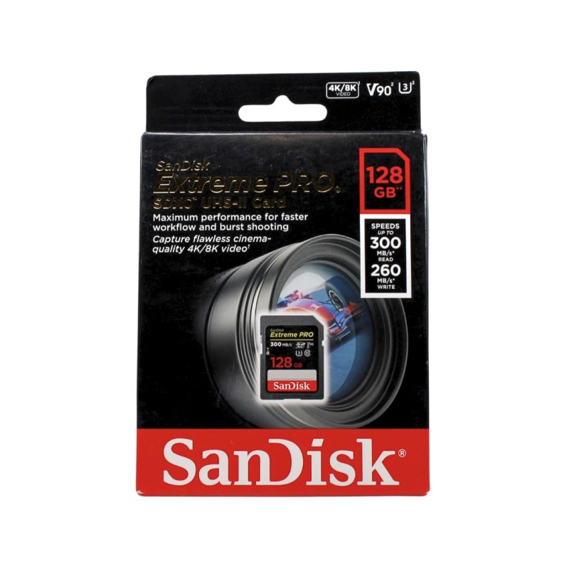 SanDisk Extreme PRO 128GB SDXC Memory Card up to 300MB/s, UHS-II, Class 10, U3, V90 for 8K Video, Black