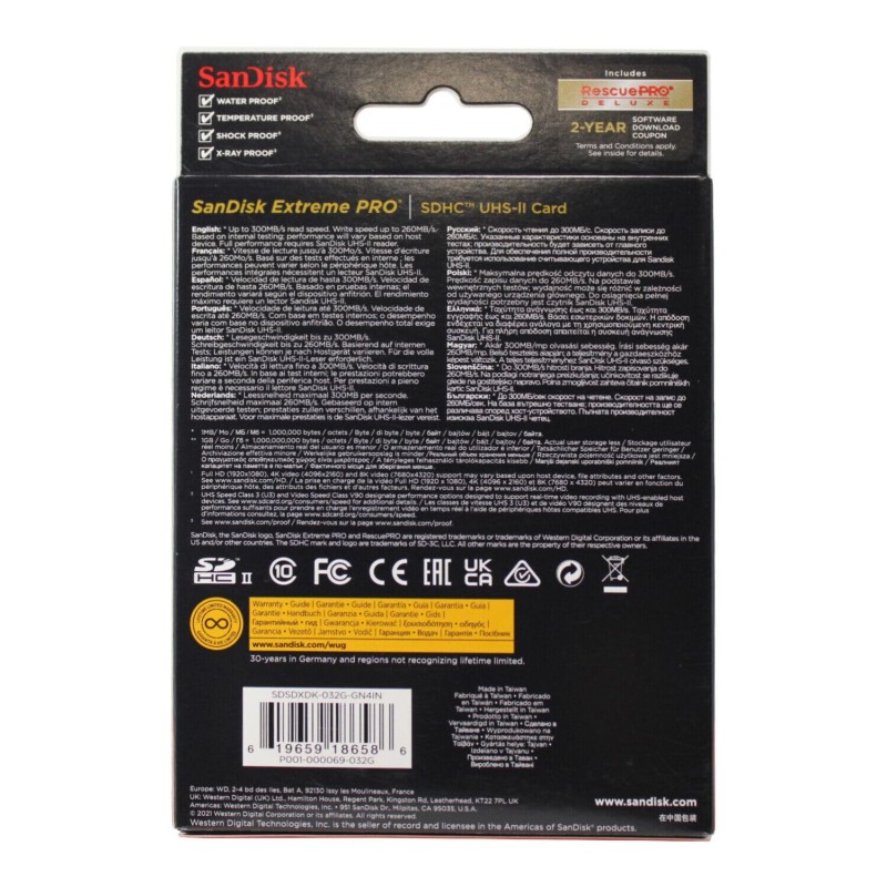 SanDisk Extreme PRO 32GB SDHC Memory Card up to 300MB/s, UHS-II, Class 10, U3, V90 for 8K Video, Black