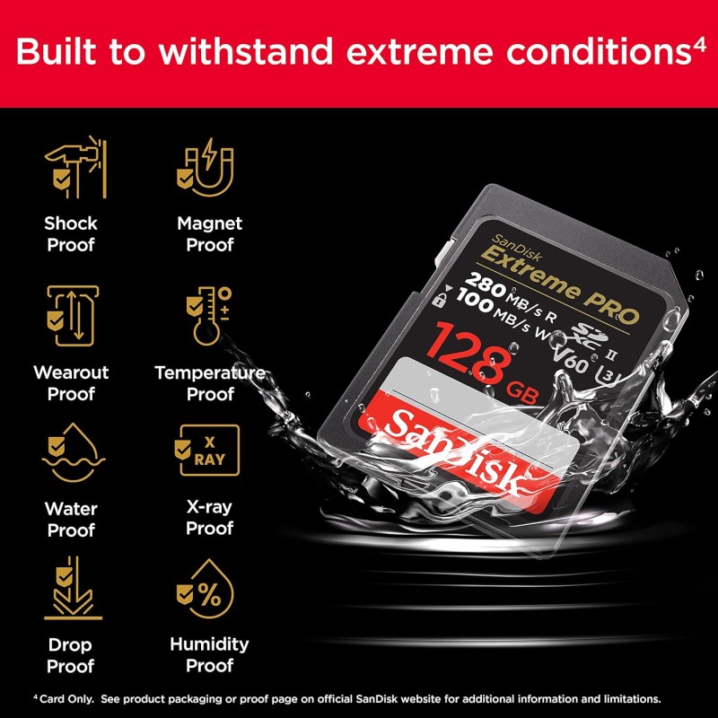 SanDisk Extreme PRO 512GB V60 UHS-II SD Cards, 280/150MB/s,V60,C10,UHS-II, for 6K Video Recording