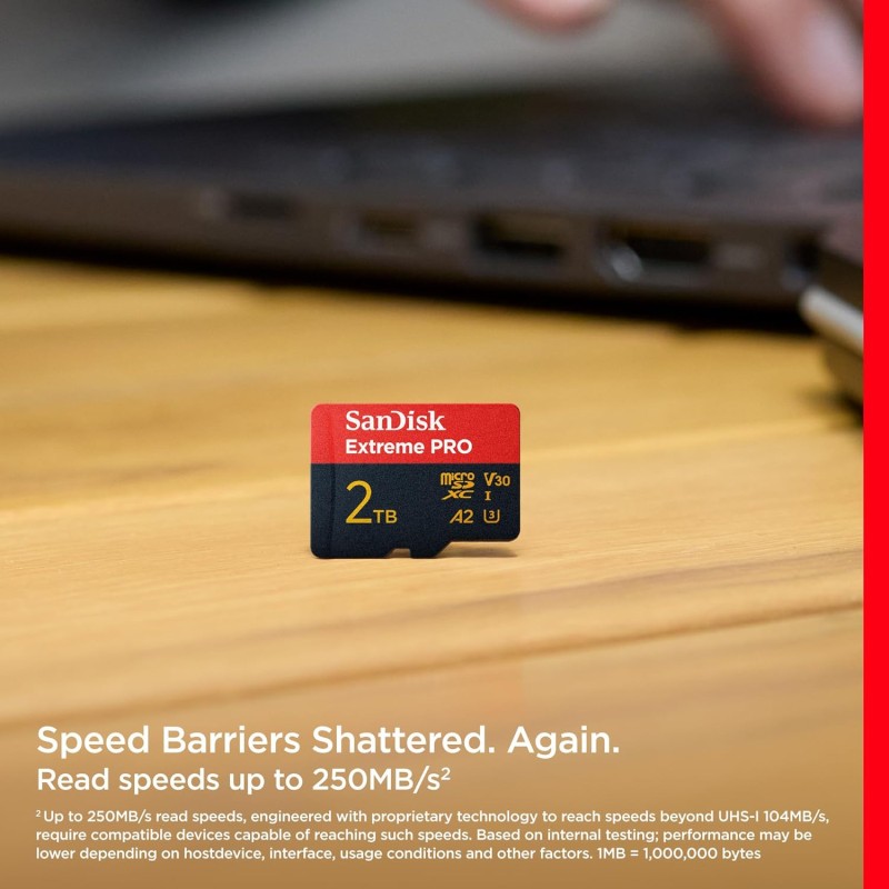 SanDisk Extreme PRO microSDXC™ UHS-I Card 2TB, Up to 250MB/s Read Speed; Up to 150MB/s Write Speed