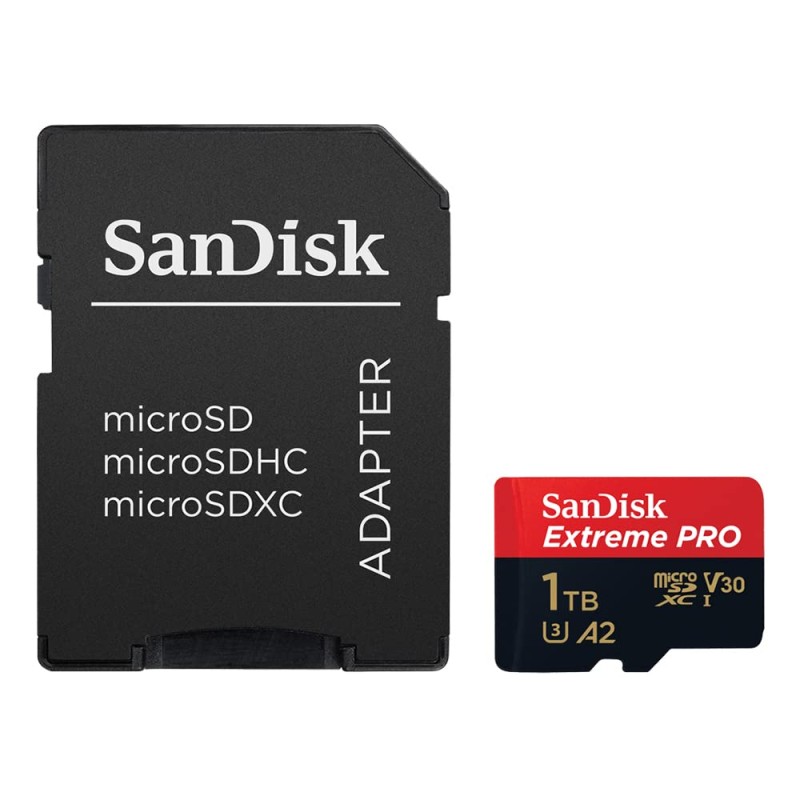 SanDisk Extreme Pro 1TB microSDXC UHS-I, V30, 200MB/s Read, 140MB/s Write, Memory Card for 4K Video on Smartphones.