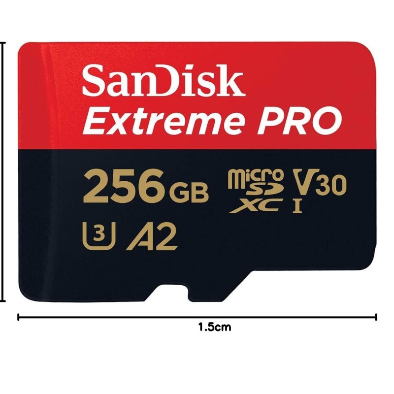 SanDisk Extreme Pro 256GB microSDXC UHS-I, V30, 200MB/s Read, 140MB/s Write, Memory Card for 4K Video on Smartphones.