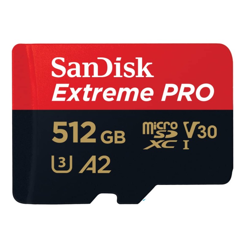 SanDisk Extreme Pro 512GB microSDXC UHS-I, V30, 200MB/s Read, 140MB/s Write, Memory Card for 4K Video on Smartphones.