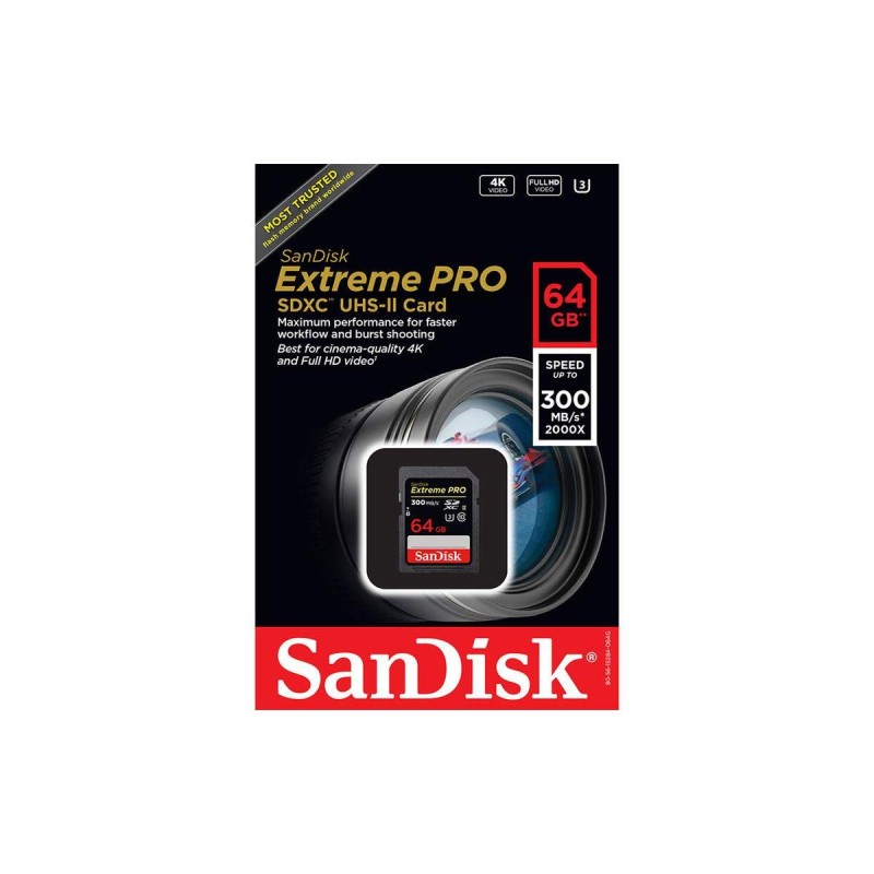 SanDisk Extreme Pro 64GB UHS-II SD Card Works with Canon EOS R6, EOS R5 Mirrorless Camera 300MB/s 4K Class 10 (SDSDXPK-064G-GN4IN)