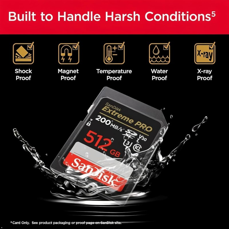 SanDisk Extreme Pro SD UHS I 512GB Card for 4K Video for DSLR and Mirrorless Cameras 200MB/s Read & 140MB/s Write
