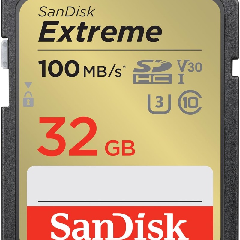SanDisk Extreme SD UHS-I 32GB Card for 4K Video for DSLR and Mirrorless Cameras | Up to 100MB/s Read Write