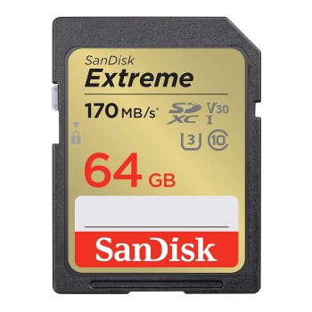 SanDisk Extreme SD UHS I 64GB Card for 4K Video for DSLR and Mirrorless Cameras 170MB/s Read Write