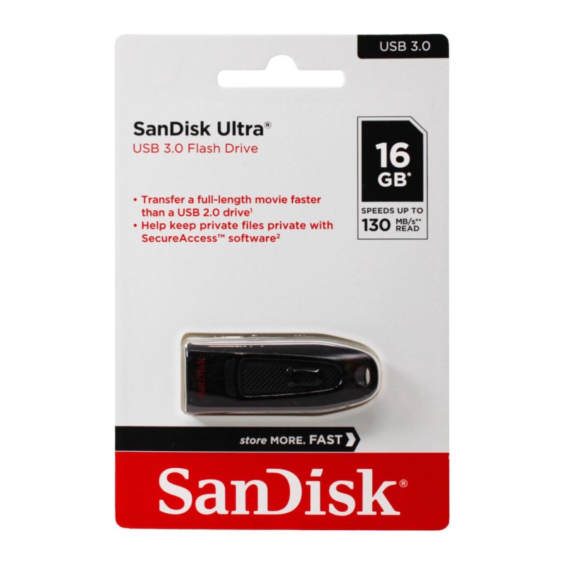 SanDisk Ultra 16GB, USB 3.0, Flash Drive, Upto 130MB/s R, Pendrive, Black (SDCZ48-016G-I35)