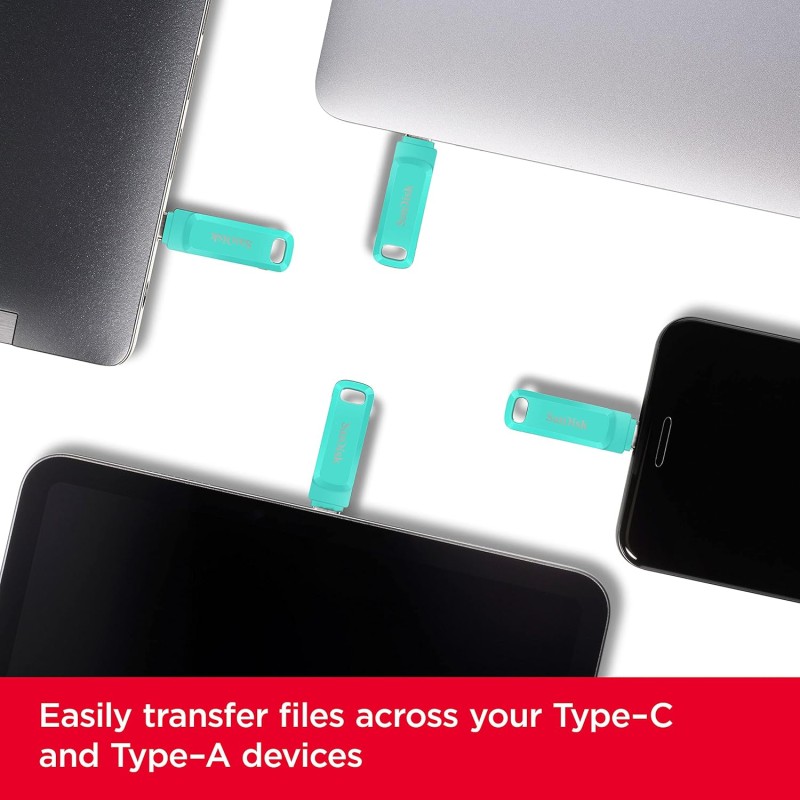 SanDisk Ultra Dual Drive Go 256GB USB 3.0 Type C Pen Drive for Mobile Mint Green