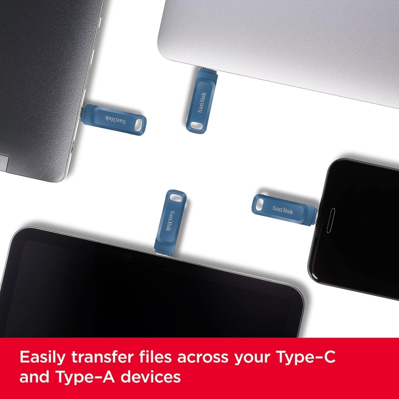 SanDisk Ultra Dual Drive Go USB Type C Pendrive for Mobile, Navy Blue, 128GB