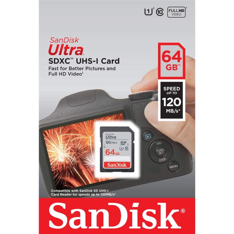 SanDisk Ultra SDXC UHS-I Card 64GB 120MB/s R, for DSLR Cameras