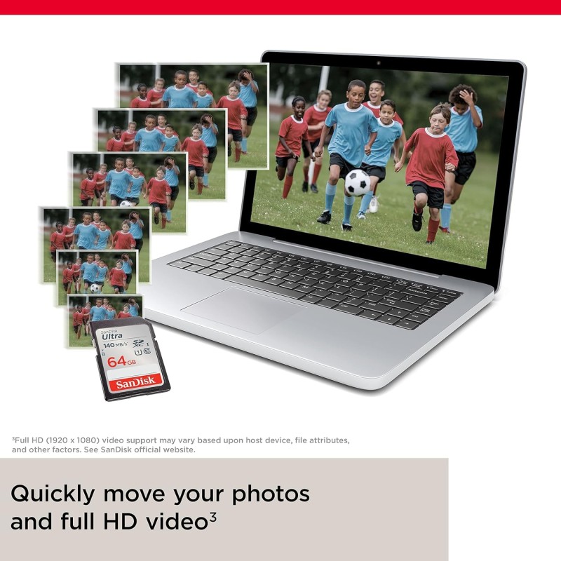 SanDisk Ultra UHS I 64GB SD Card 140MB/s for DSLR and Mirrorless Cameras SDSDUNB-064G-GN6IN