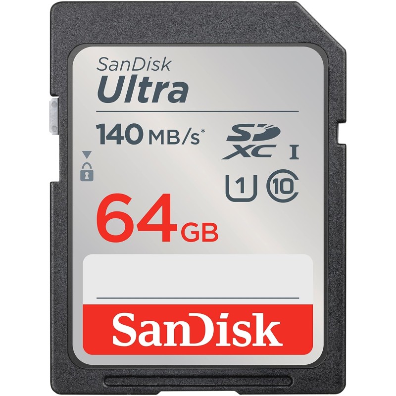 SanDisk Ultra UHS I 64GB SD Card 140MB/s for DSLR and Mirrorless Cameras SDSDUNB-064G-GN6IN