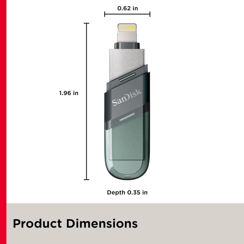 SanDisk iXpand Flash Drive Flip USB 3.0/USB 3.1 Gen 1 256GB for iOS and Windows.