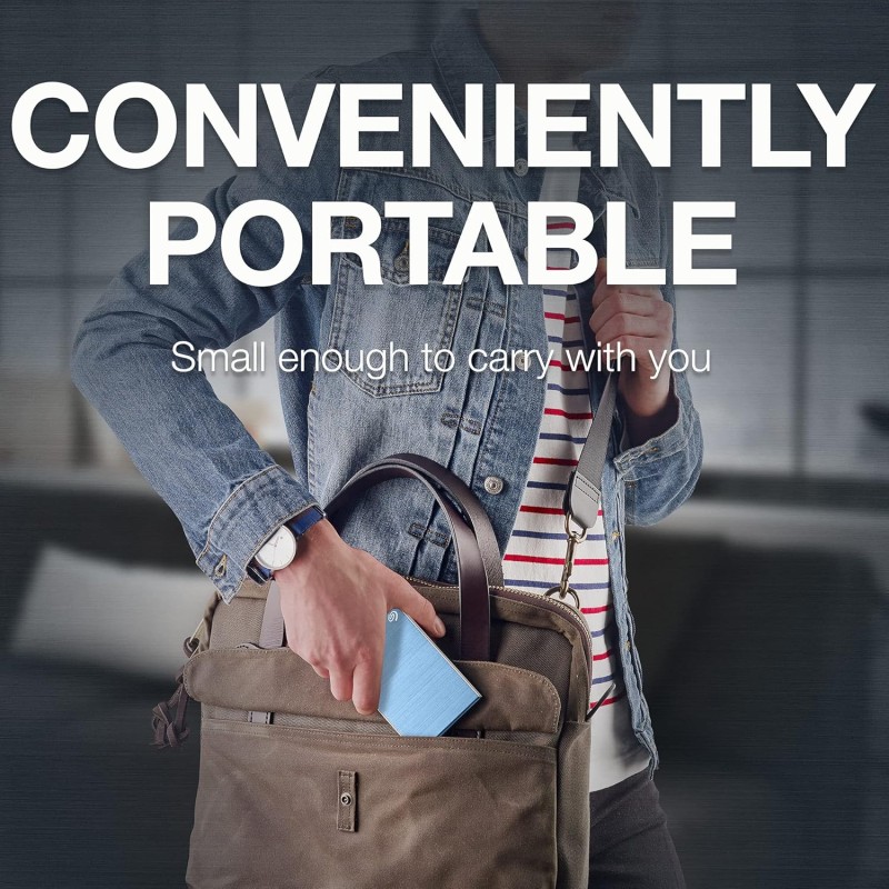 Seagate One Touch 1TB External HDD with Password Protection Light Blue, for Windows and Mac, with 3 Yr Data Recovery Services, (STKY1000402)
