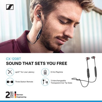 Sennheiser CX 120BT Wireless Bluetooth in Ear Neckband Headphone with Mic (Black)