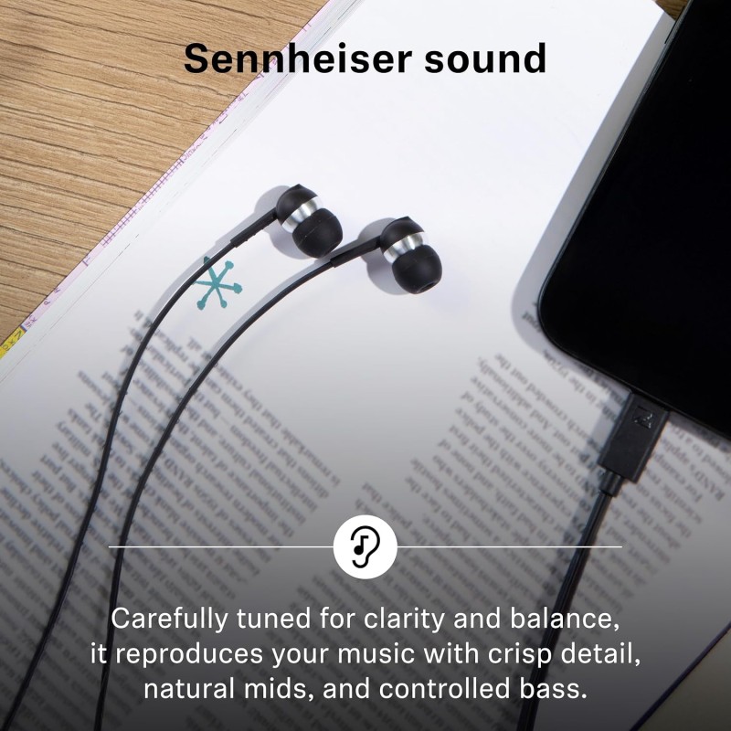 Sennheiser CX 80U Wired in-Ear Earphones with in-Line Microphone, One Button Smart Control Black
