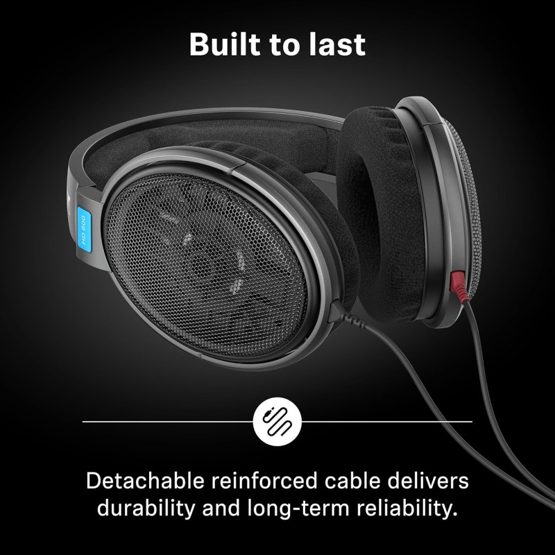 Sennheiser HD 600 Open‑Back Hi-Res Audiophile Headphones,German‑Irish Craftsmanship