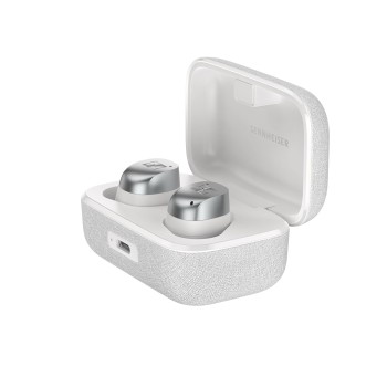 Sennheiser MOMENTUM True Wireless 4 Earbuds,TrueResponse Drivers, Lossless Audio, Auracast, Adaptive ANC, Anti‑Wind+Transparency Modes, 30 Hrs Battery, Qi Fast Charge, 6‑Mics,1Y Warranty, White-Silver