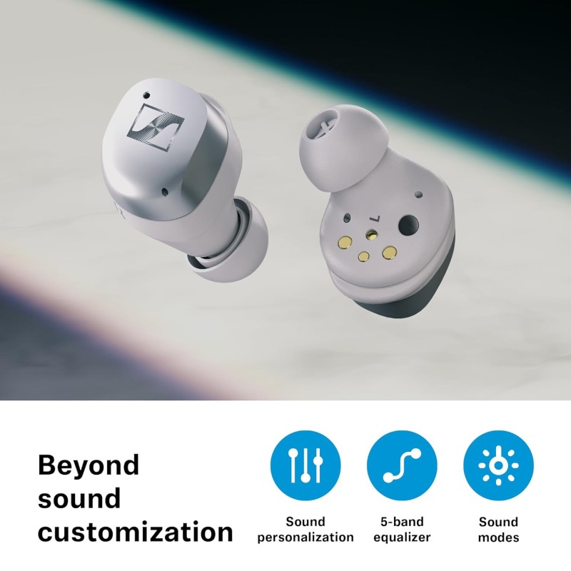 Sennheiser MOMENTUM True Wireless 4 Earbuds,TrueResponse Drivers, Lossless Audio, Auracast, Adaptive ANC, Anti‑Wind+Transparency Modes, 30 Hrs Battery, Qi Fast Charge, 6‑Mics,1Y Warranty, White-Silver