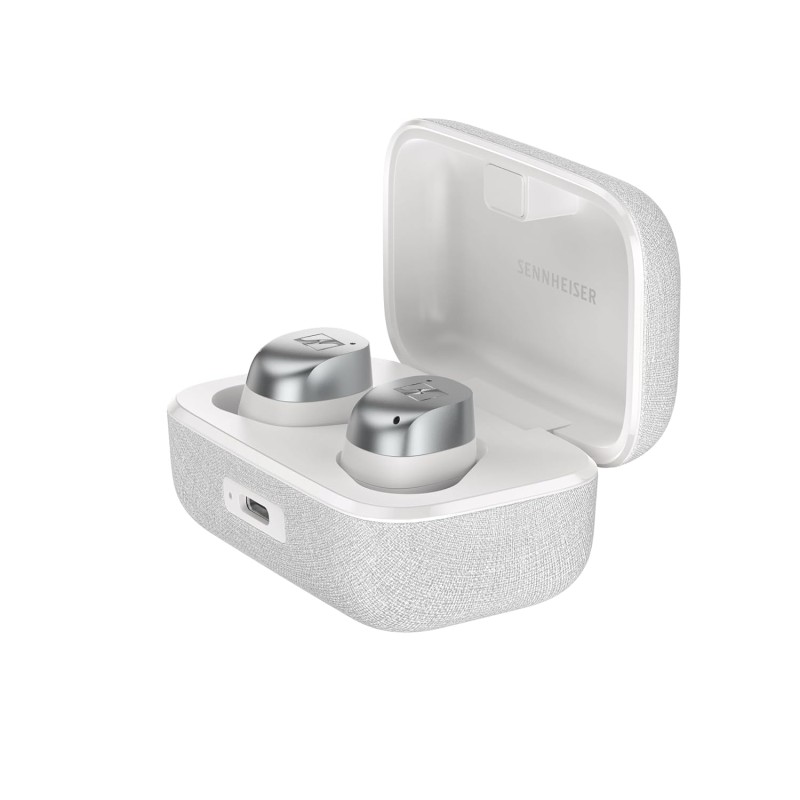 Sennheiser MOMENTUM True Wireless 4 Earbuds,TrueResponse Drivers, Lossless Audio, Auracast, Adaptive ANC, Anti‑Wind+Transparency Modes, 30 Hrs Battery, Qi Fast Charge, 6‑Mics,1Y Warranty, White-Silver