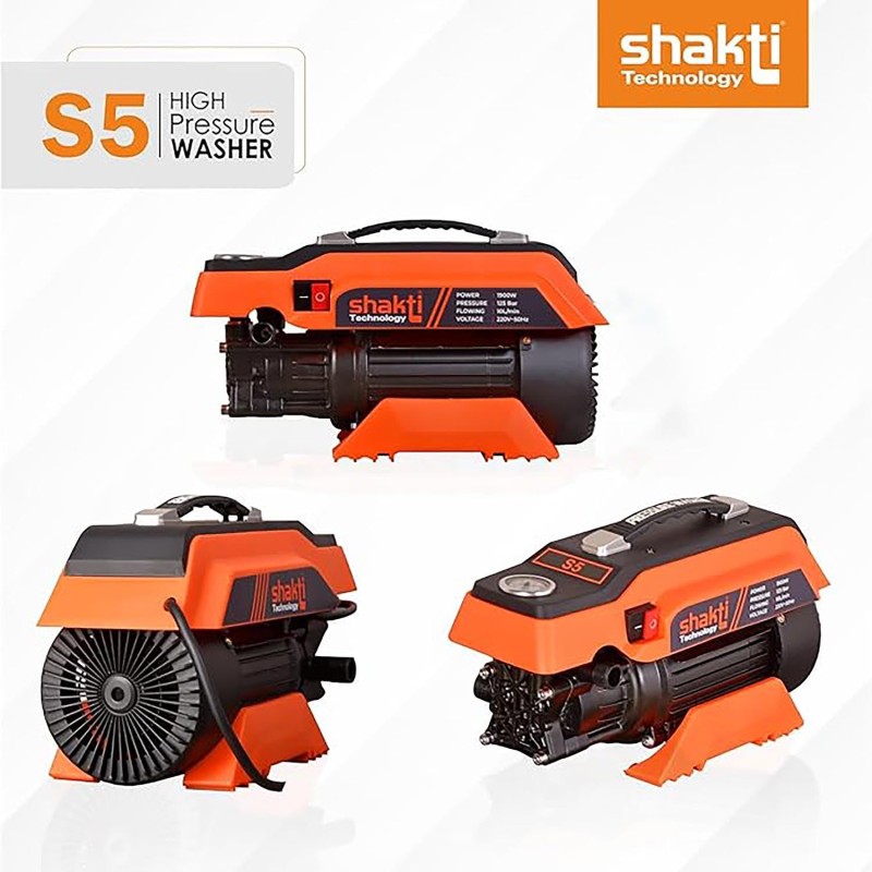 Shakti Technology S5 High Pressure Car Washer Machine 1900 Watts, Pressure 125 Bar, 8L/Min Flow Rate and 10 Meter