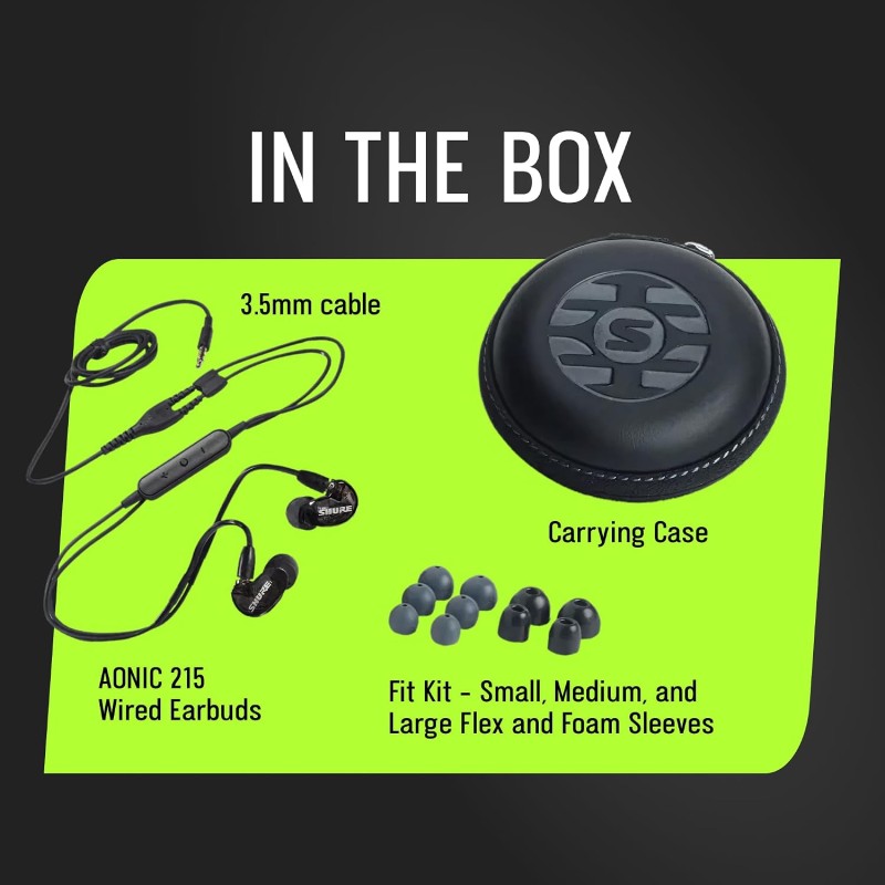 Shure AONIC 215 Wired in Ear Earphones with Mic (Black)