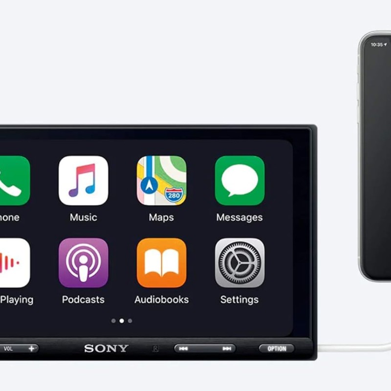 Sony Combo of XAV-AX5500 6.95 CarPlay/Android Auto Car Media Receiver with Bluetooth and 8 LED Car Reverse Camera