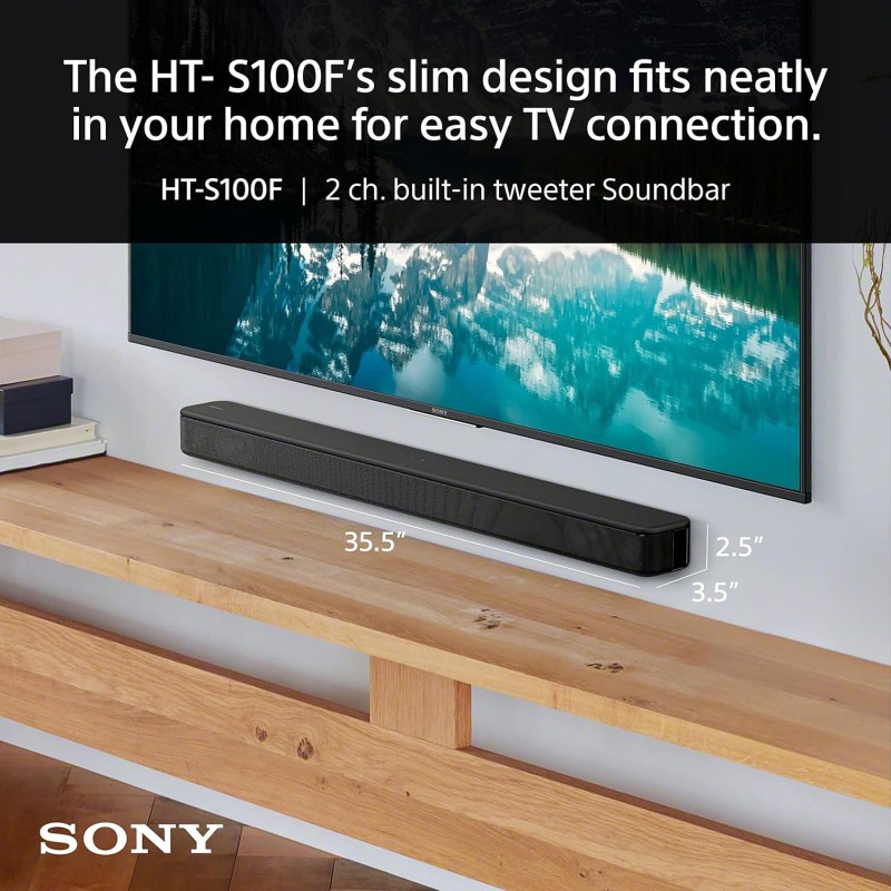 Sony HT-S100F 2.0 Ch Dolby Audio Soundbar with Bass Reflex Speaker for deep Bass, Bluetooth Wireless Audio