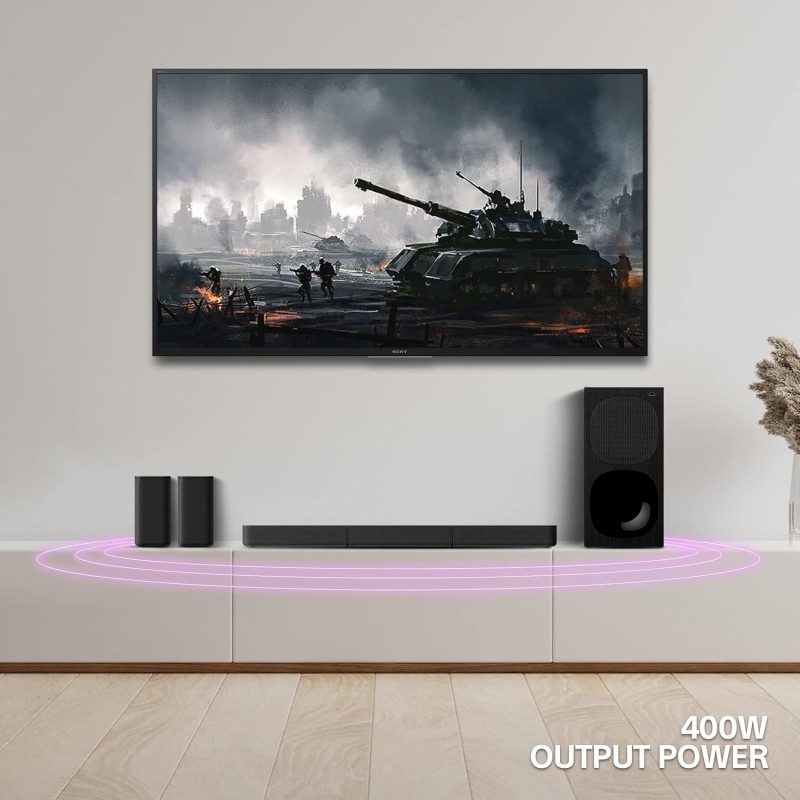 Sony HT-S20R Real 5.1ch Dolby Digital Soundbar for TV with subwoofer and Compact Rear Speakers, 5.1ch Home Theatre System