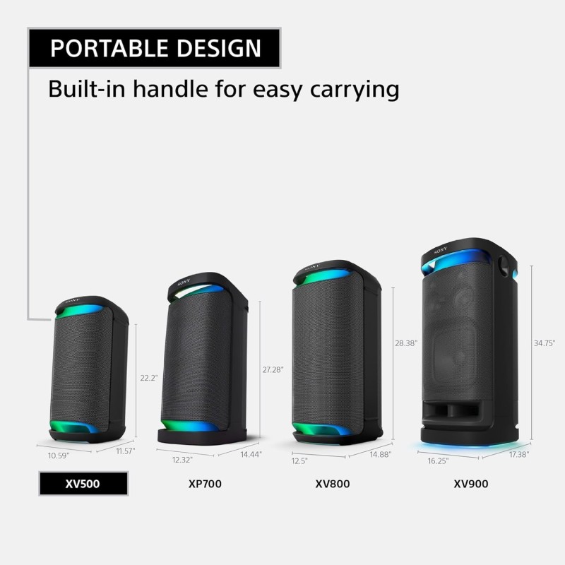 Sony New SRS-XV500 Wireless 240W Portable Bluetooth Karaoke Party Speaker |IPX4 Splash-Proof |25 Hrs Battery |Mega Bass