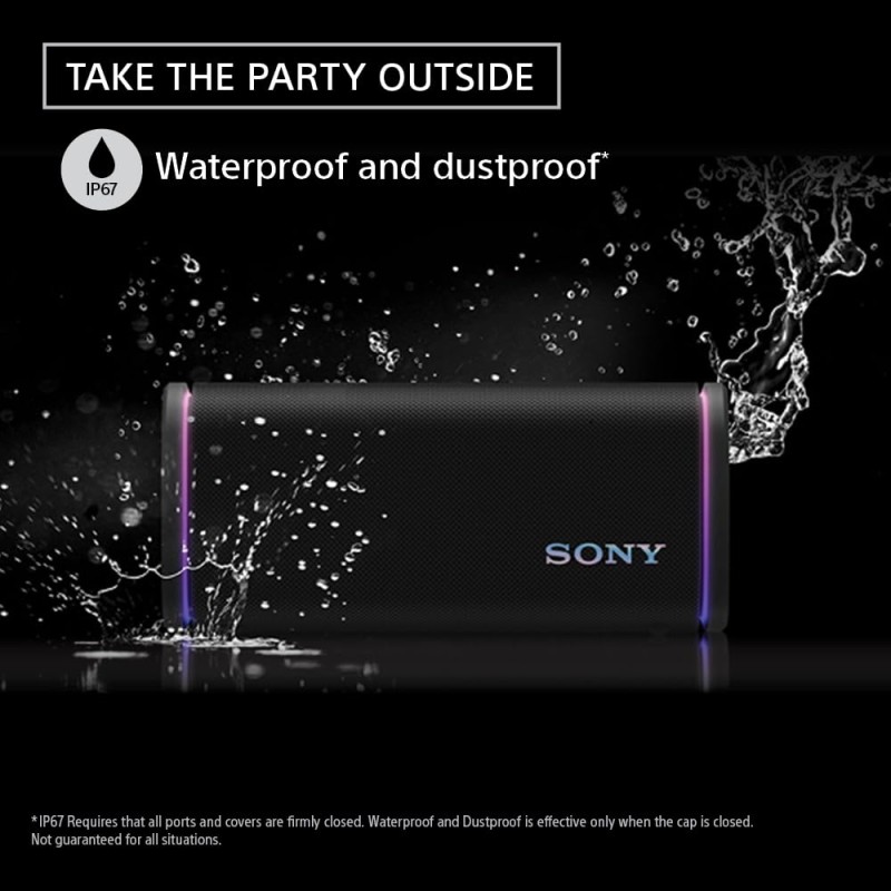 Sony New ULT Field 5 Wireless Bluetooth Speaker, 25hrs Playtime, Massive Bass, Shoulder Strap, Built in Power Bank, IP67 Water Black