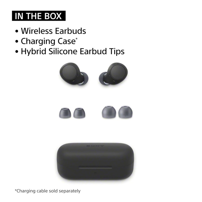 Sony WF-C510 Wireless Bluetooth Earbuds with Mic, TWS, in Ear, Ambient Sound Mode, Small and Comfortable Black
