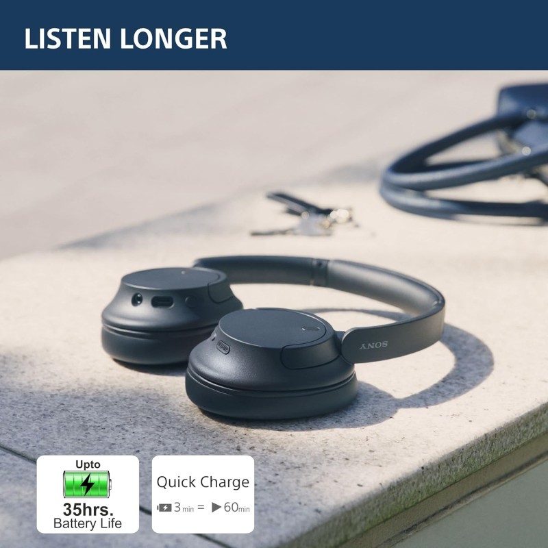 Sony WH-CH720N Active Noise Cancellation Wireless Bluetooth Over Ear Headphones with Mic, Adaptive Sound Control, Quick Charge, Up to 35Hrs Battery, Customized EQ- Blue