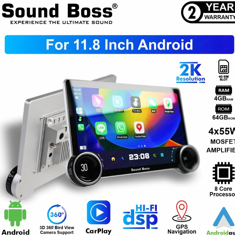 Sound Boss 2K Diamond Series Androidify 3rd Generation 11.8 Inch (4GB/64GB) Android Car Stereo (Double Din)