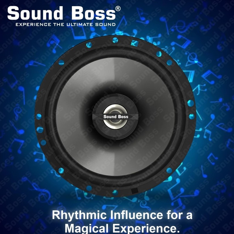 Sound Boss Car Speaker SB-CX-62SI Premium 16.51 cm (6.5 inch) 2-Way Coaxial Speakers (Black), Peak Power - 380 W, RMS Power - 75W, Rated Power - 70W