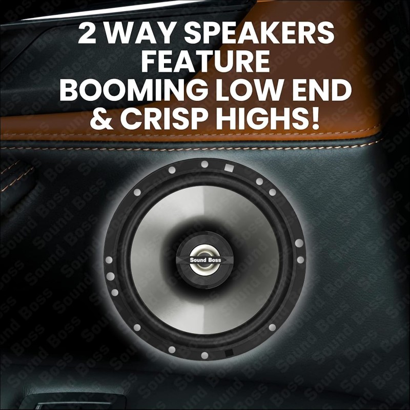 Sound Boss Car Speaker SB-CX-62SI Premium 16.51 cm (6.5 inch) 2-Way Coaxial Speakers (Black), Peak Power - 380 W, RMS Power - 75W, Rated Power - 70W