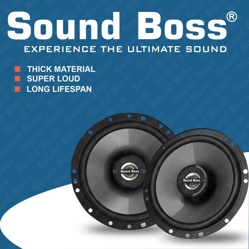 Sound Boss Car Speaker SB-CX-62SI Premium 16.51 cm (6.5 inch) 2-Way Coaxial Speakers (Black), Peak Power - 380 W, RMS Power - 75W, Rated Power - 70W