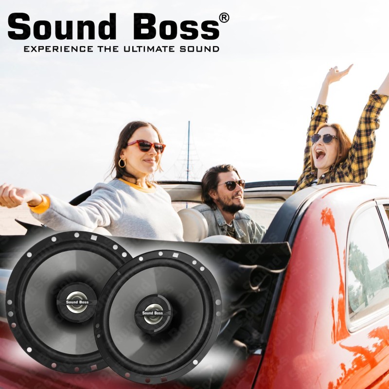 Sound Boss Car Speaker SB-CX-62SI Premium 16.51 cm (6.5 inch) 2-Way Coaxial Speakers (Black), Peak Power - 380 W, RMS Power - 75W, Rated Power - 70W