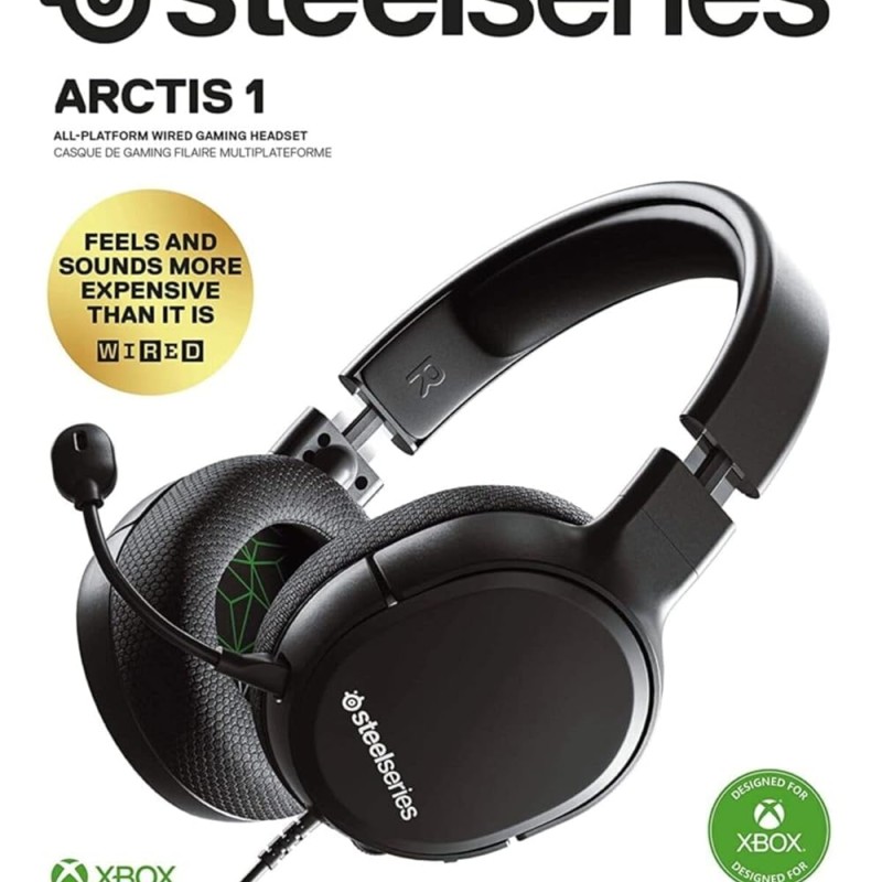 Steelseries Arctis 1 Wired Over Ear Gaming Headphones with Mic - Detachable Clearcast Lightweight Steel-Reinforced Headband for Pc, Ps5, Ps4, Xbox Series X|S, Xbox One, Mobile Gaming (Black)